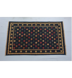 8'X5' Handloom cotton big size rug(kilim)world best rugs.Dark navy blue border Multi color rugs.Area Rug.floor covering rug (carpet,durries)