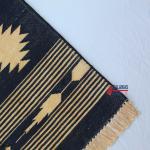 Multi Size Black And Golden Yellow Modern Striped Cotton Flat weave Hand woven Runner Rug- Reversible Runner Kilim