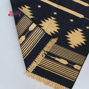 Multi Size Black And Golden Yellow Modern Striped Cotton Flat weave Hand woven Runner Rug- Reversible Runner Kilim