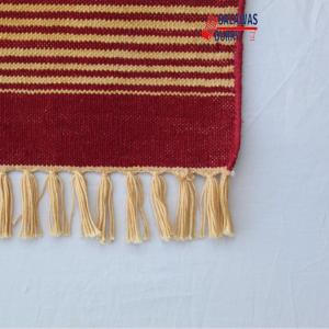 Multi Size Red And Golden Yellow Modern Striped Cotton Flat weave Hand woven Runner Rug- Reversible Runner Durrie