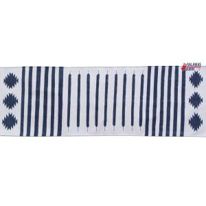 Multi Size Blue And Off White Modern Striped Cotton Flat Weave Runner Rug- Reversible Beautiful Colour combination Runner Rug