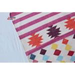 Multiple Sizes Cotton Modern Off White With Pink, Orange And Brown Colorful Hand Woven Runner Rug- Flat Woven Washable Runner Killim