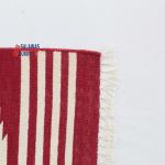 Multi Size Red And White Modern Striped Cotton Handmade Runner Rug- Washable Runner Kilim