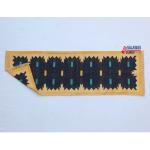 Multiple Sizes Dark Blue Runner Rug - Golden Yellow Border Flat Woven Washable Runner Kilim