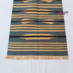 Multi Size Gray And Golden Yellow Modern Striped Cotton Handmade Runner Rug- Washable Runner Kilim