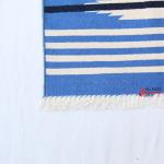 Multi Size Sky Blue And White Modern Striped Cotton Handmade Runner Rug- Washable Runner Kilim