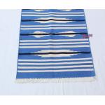 Multi Size Sky Blue And White Modern Striped Cotton Handmade Runner Rug- Washable Runner Kilim