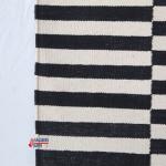 Multi Size Black And Off White Modern Striped Cotton Hand Woven Runner Rug- Reversible Runner Kilim