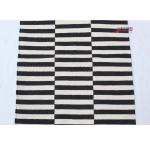 Multi Size Black And Off White Modern Striped Cotton Hand Woven Runner Rug- Reversible Runner Kilim