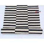 Multi Size Black And Off White Modern Striped Cotton Hand Woven Runner Rug- Reversible Runner Kilim