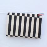 Multi Size Black And Off White Modern Striped Cotton Hand Woven Runner Rug- Reversible Runner Kilim