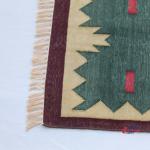 Multiple Sizes Cotton Green Modern Hand Woven Runner Rug- Flat Woven Washable Runner Kilim