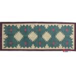 Multiple Sizes Cotton Green Modern Hand Woven Runner Rug- Flat Woven Washable Runner Kilim