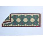 Multiple Sizes Cotton Green Modern Hand Woven Runner Rug- Flat Woven Washable Runner Kilim