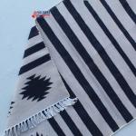 Multi Size Dark Blue And off White Modern Striped Cotton Handmade Runner Rug- Reversible Runner Kilim