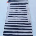 Multi Size Dark Blue And off White Modern Striped Cotton Handmade Runner Rug- Reversible Runner Kilim