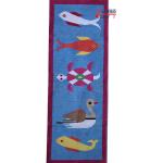 2x6 Cotton Hand Woven Animal Design Rug Dhurrie - Runner Blue Washable Flat weave Indian kilim Runner