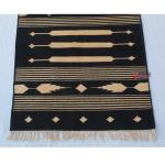 Multi Size Black And Golden Yellow Modern Striped Cotton Flat weave Handmade Runner Rug- Reversible Runner Kilim