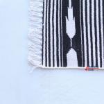 Multi Size Black And off White Modern Striped Cotton Handmade Runner Rug- Reversible Runner Kilim