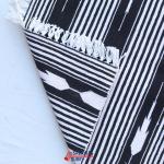 Multi Size Black And off White Modern Striped Cotton Handmade Runner Rug- Reversible Runner Kilim