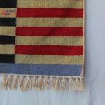 Multi Size Red, Black And Golden Yellow , Blue Modern Striped Cotton Hand Woven Runner Rug- Reversible Runner Kilim