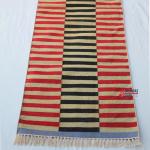 Multi Size Red, Black And Golden Yellow , Blue Modern Striped Cotton Hand Woven Runner Rug- Reversible Runner Kilim