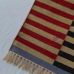 Multi Size Red, Black And Golden Yellow , Blue Modern Striped Cotton Hand Woven Runner Rug- Reversible Runner Kilim