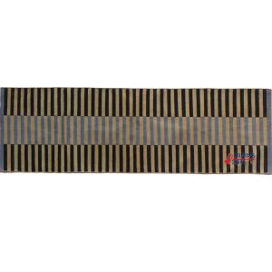 Multi Size Black And Golden Yellow , Blue Modern Striped Cotton Hand Woven Runner Rug- Reversible Runner Kilim