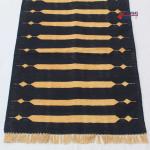 Multi Size Black And Golden Yellow Modern Striped Cotton Flat weave Handmade Runner Rug- Reversible Runner Durrie