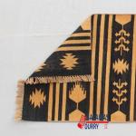 2x6 Cotton Hand Woven Runner- Black and Golden Yellow Washable Rug Runner Flat Weave Runner Kilim