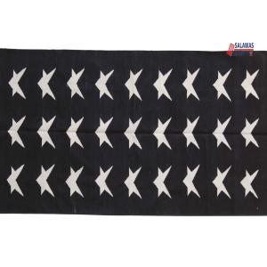 3x5 Handwoven Traditional Rug - Black And White Star Area Eco Friendly Rug For Home Decor