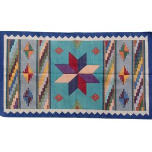 3x5 Handwoven Traditional Rug - Colorful Star Design Area Eco Friendly Rug For Home Decor