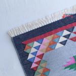 3x5 Handwoven Traditional Rug - Grey And Blue Area Eco Friendly Rug For Home Decor