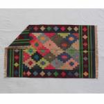 3x5 Handwoven Traditional Rug - Flat Woven Cotton Rug, Multi Color, Indian Cotton Rug