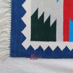 4x6 Handwoven Traditional Rug - Blue Border Zig Zag Colorful Cotton Rug, Indian Cotton Rug, Living Room Rugs