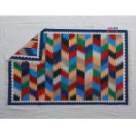 4x6 Handwoven Traditional Rug - Blue Border Zig Zag Colorful Cotton Rug, Indian Cotton Rug, Living Room Rugs