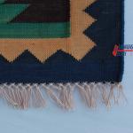 4x6 Handwoven Traditional Rug - Blue Border Zig Zag Colorful Cotton Rug, Eye-catching Rug, Indian Cotton Rug