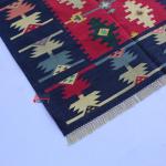 4x6 Handwoven Traditional Rug - Red And Dark Blue Area Eco Friendly Rug For Home Decor