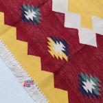 4x6 Handwoven Traditional Rug - Flat Woven Yellow and Red Cotton Rug Kilim