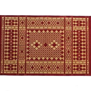 Multi Sizes Cotton Red and Golden Yellow Flat Weave Indian Rug - Royal Premium Design Kilim Carpet, High Quality Cotton Flatweave Rug