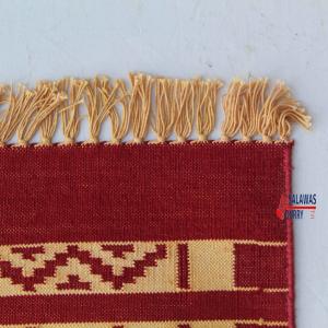 4x6 Red And Golden Yellow Handmade Rug- Hand Woven High Quality Cotton Flatweave Kilim