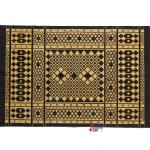 4x6 Black And Golden Yellow Handmade Rug- Hand Woven High Quality Cotton Flatweave Kilim