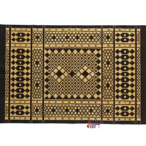 4x6 Black And Golden Yellow Handmade Rug- Hand Woven High Quality Cotton Flatweave Kilim