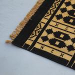 4x6 Black And Golden Yellow Handmade Rug- Hand Woven High Quality Cotton Flatweave Kilim