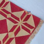 4x6 Dark Pink And Golden Yellow Handmade Rug- Hand Woven High Quality Cotton Flatweave Kilim