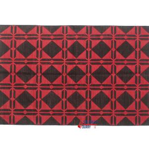 4x6 Dark Red And Black Handmade Rug- Hand Woven High Quality Cotton Flatweave Kilim