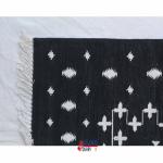 4x6 Black And White Handmade Rug- Hand Woven High Quality Cotton Flatweave Rug