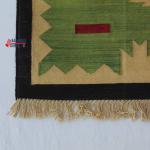 4x6 Green And Golden Yellow Cotton Handmade Rug- Hand Woven High Quality Cotton Flatweave Rug