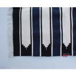 6x9 Handwoven Traditional Rug - Black And White Hand Woven Stripes High Quality Cotton Flatweave Rug