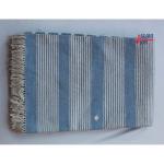 6x9 Handwoven Traditional Rug - Sky Blue And White Hand Woven Stripes High Quality Cotton Flatweave Rug